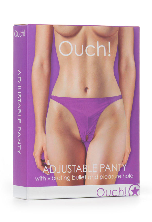 Adjustable Vibrating Panty With Bullet and Pleasure Hole - Purple