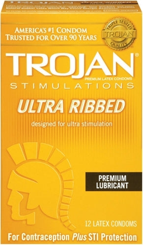 Trojan Stimulations Ulta Ribbed - 12 Pack